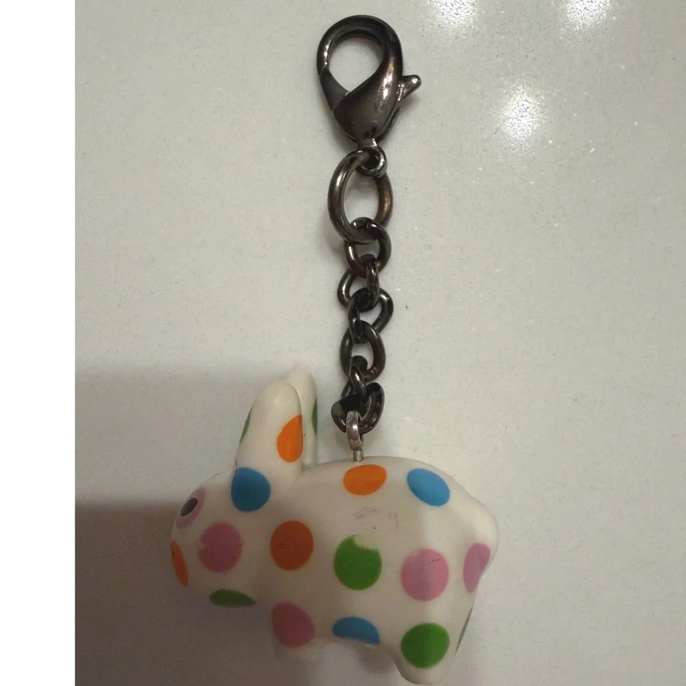 Kidrobot Frank Kozik Labbit Keychain White Polka Dot Vinyl Figure Accessory
